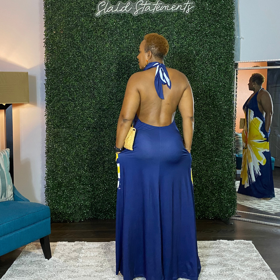 Taking Notes Maxi Dress (blue)